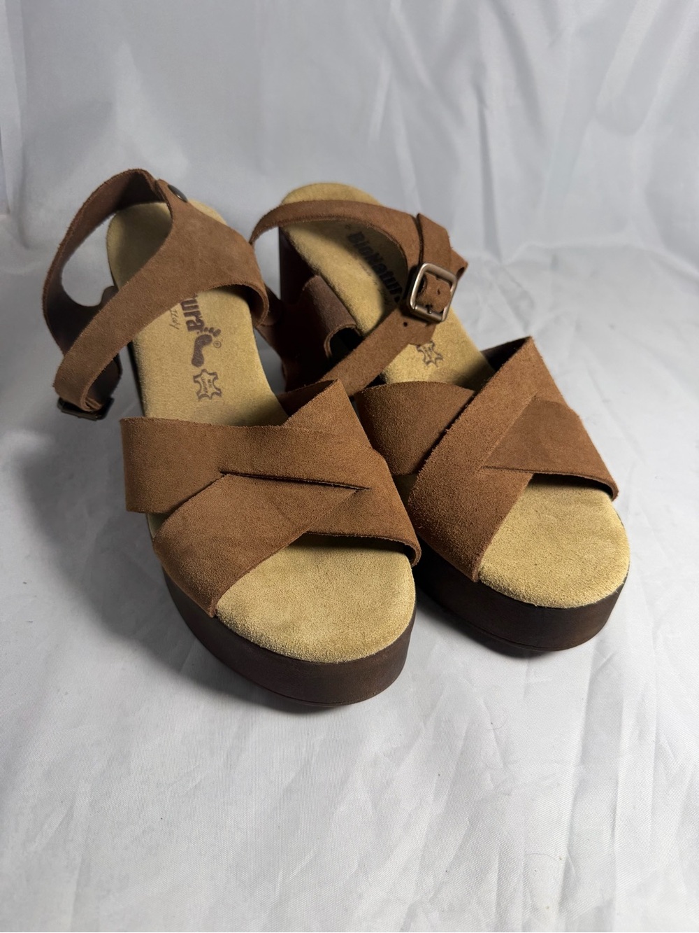 BioNatura Women's Leather Cork Bottom Tan Sandals Size 40/ 9